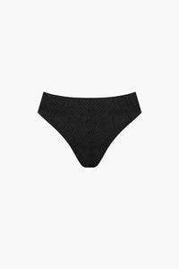 Nérée Black Mid-Rise Textured Bikini Brief