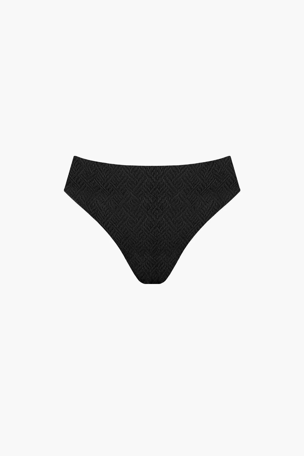 Nérée Black Mid-Rise Textured Bikini Brief
