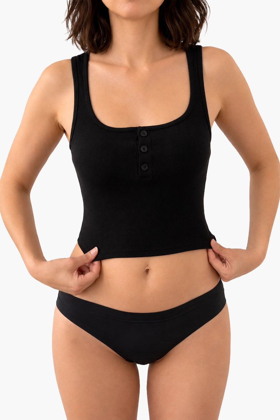 Le Jane Bra Top Débardeur Côtelé Noir