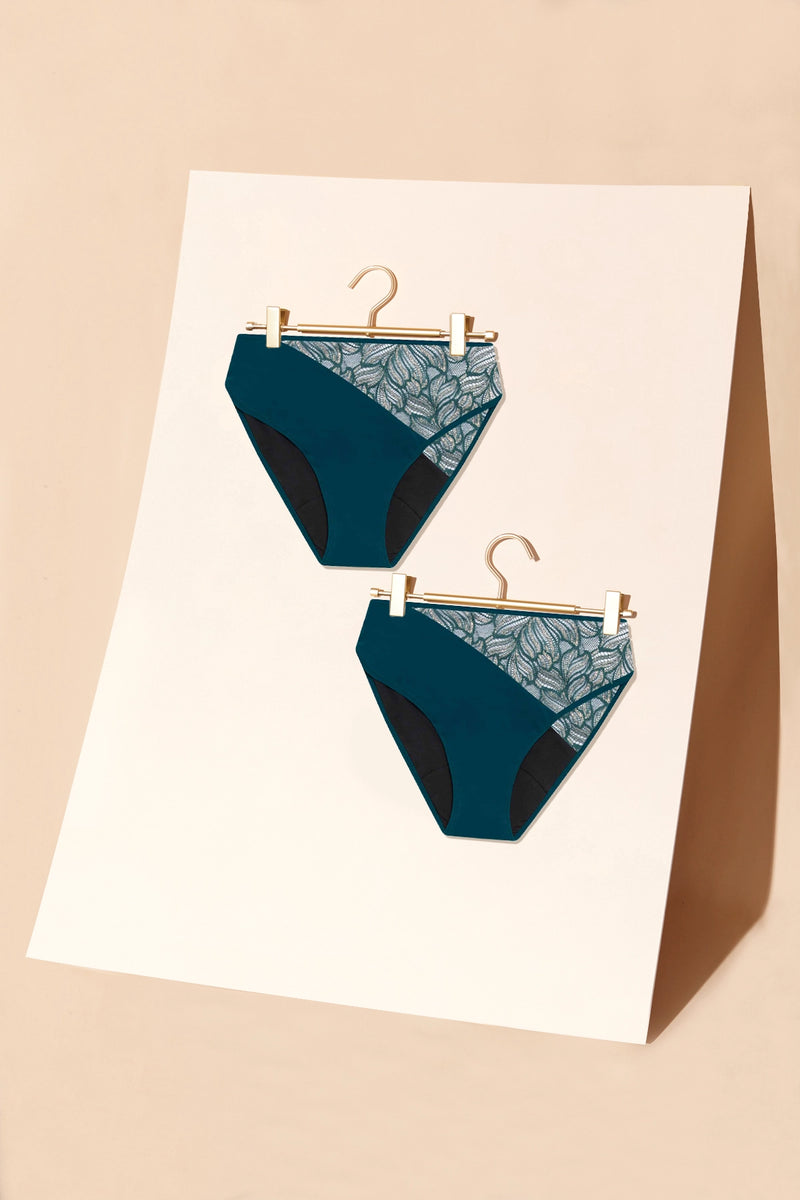 Pack Duo - 2 Culottes Absolu Mi-Haute Maïa Venise Bleu Paon