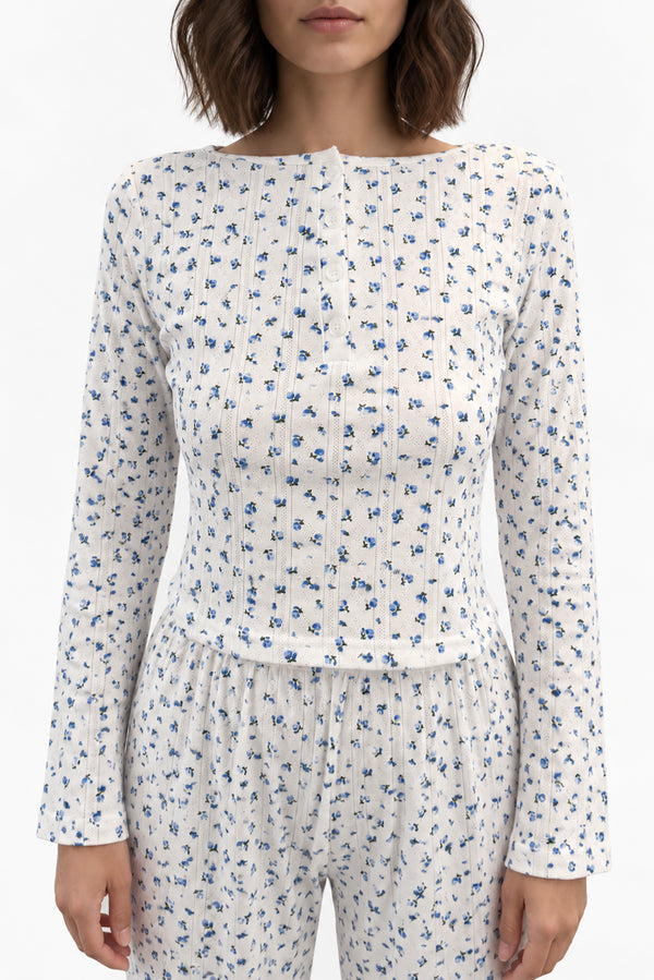 Top Pointelle Hyacinth Bluebell