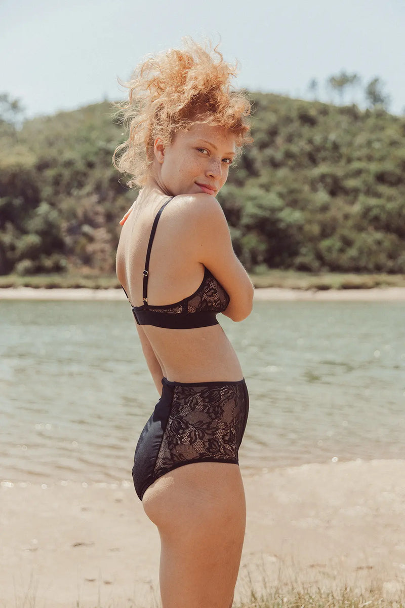 Black Floral Triangle Bra