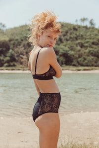 Black Floral Triangle Bra