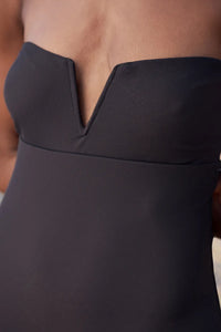 French Riviera Black Ribbed One-Piece Swimsuit
