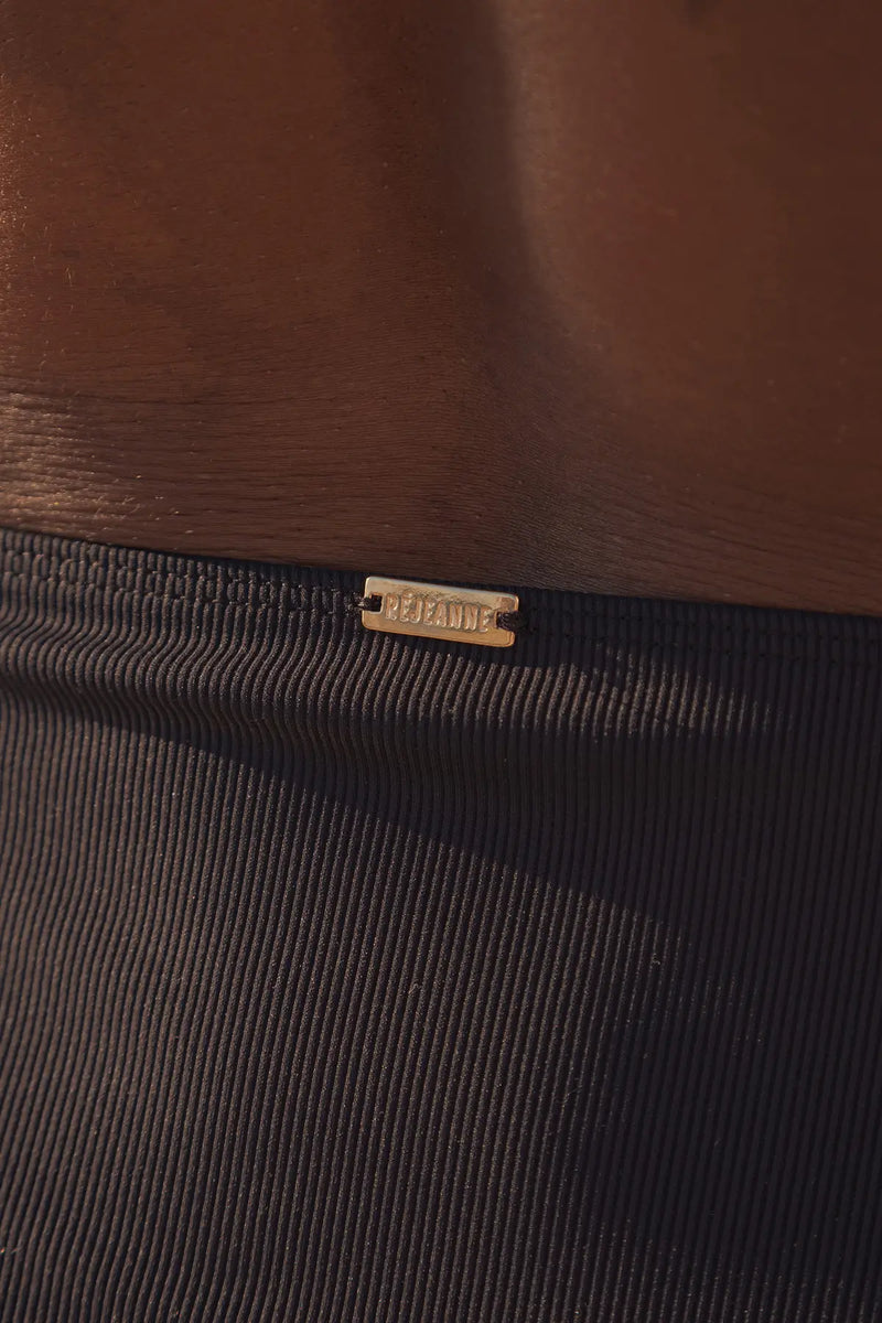 Nérée Black Ribbed Mid-Rise Bikini Brief
