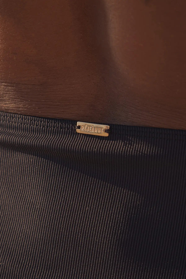 Nérée Black Ribbed Mid-Rise Bikini Brief
