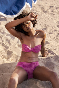 Culotte de Maillot de Bain Nérée Texturé Vichy Rose