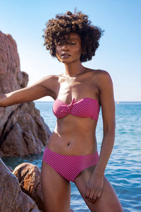 Culotte de Maillot de Bain Nérée Texturé Vichy Rose