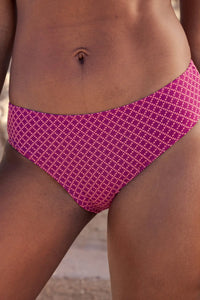 Culotte de Maillot de Bain Nérée Texturé Vichy Rose