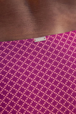 Culotte de Maillot de Bain Nérée Texturé Vichy Rose